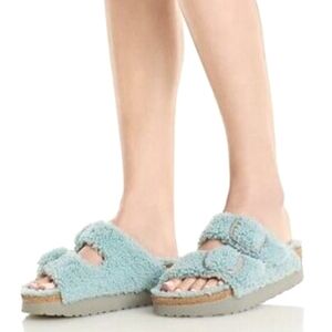NWT Birkenstock Papillio Arizona Shearling Sandals In Blue Size EU 37 $169